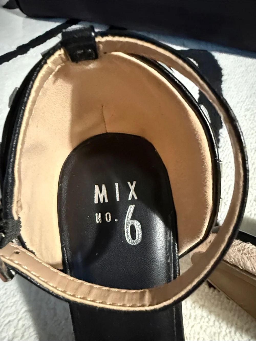 Mix No. 6 Black Studded Espadrille Wedge Sandals with Ankle Strap